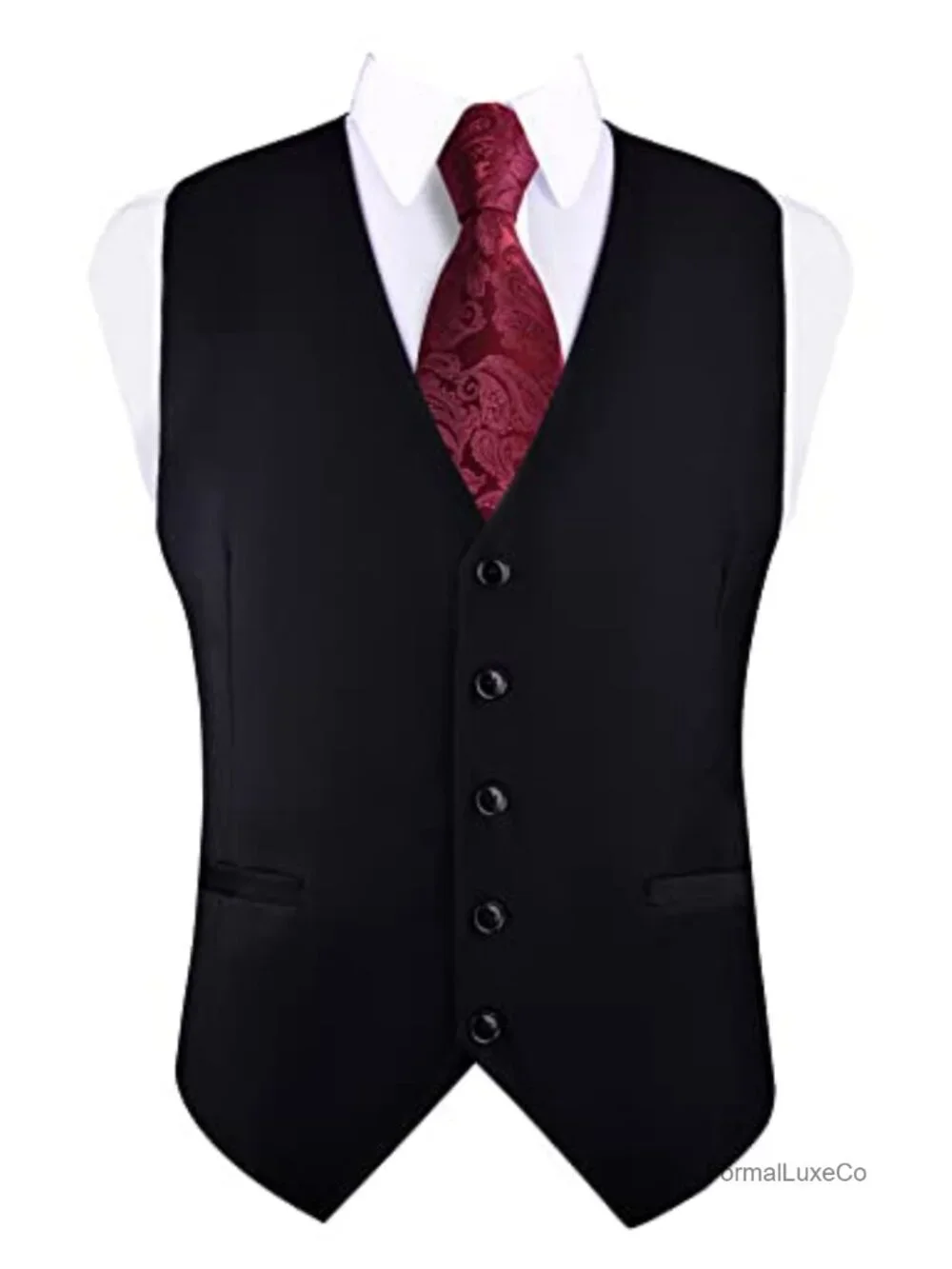 Men's Solid V-Neck Suit Vest Slim Fit Formal Dress Waistcoat Cotton Blend